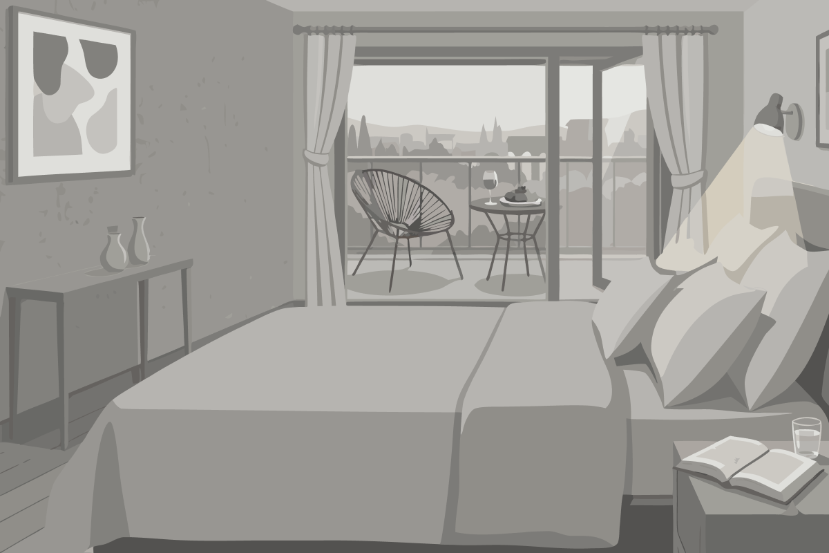 Standard Doppel- oder Zweibettzimmer mit Gartenblick